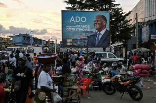 A billboard of Ouattara in the Abidjan suburb of Abobo