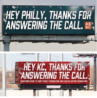 AB&C's trolling billboard  gives back to  Eagles, Chiefs foundations